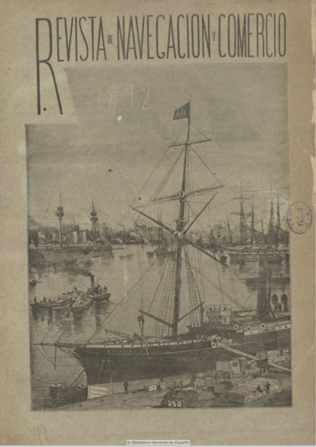 Portada de la Revista de Navegación y comercio n.º 79 (1892). Fuente: Hemeroteca de la Biblioteca Nacional de España.