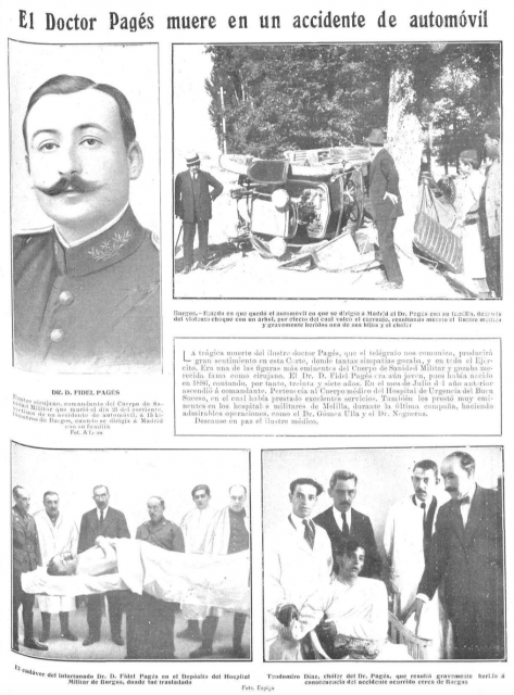 Página completa por el accidente de Pagés, en Mundo gráfico (septiembre de 1923).